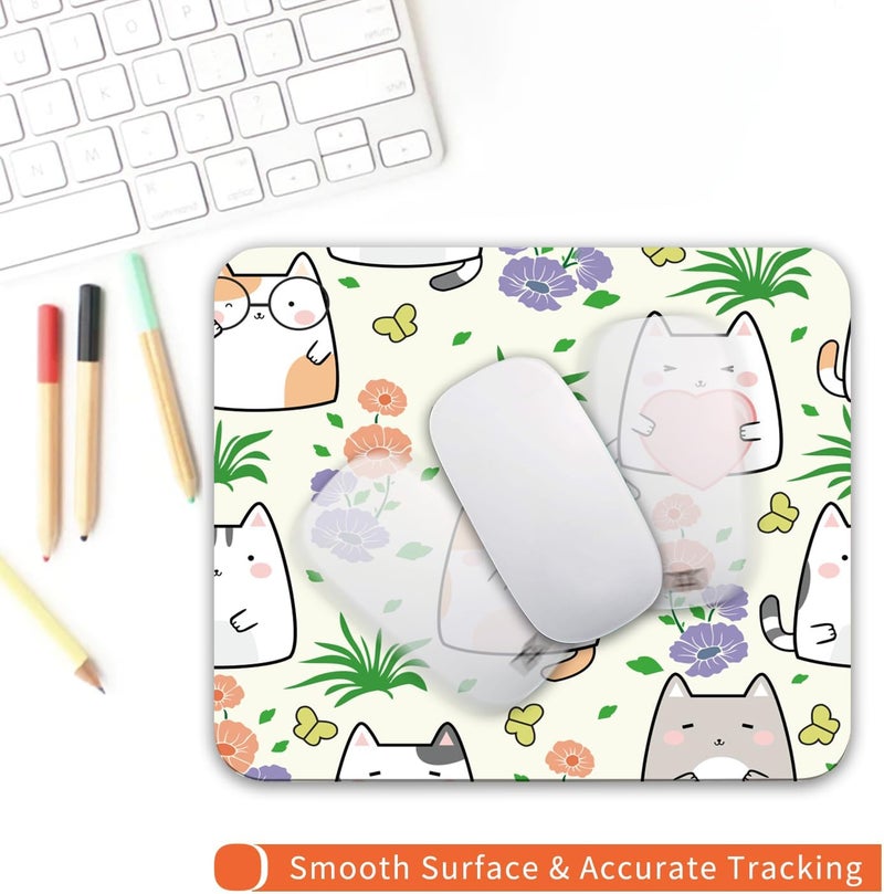 Armanza Square Mouse Pad Cute Cat, Personalized Premium-Textured Custom Mouse Mat Design, Washable Mousepad Cloth, Non-Slip Rubber Base Computer Mouse Pads for Wireless Mouse - Image 4